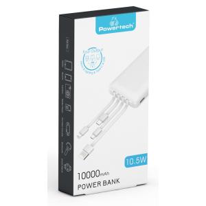 POWERTECH Power Bank PT-1061 10000mAh, 4x Output, 10.5W, λευκό | Αξεσουάρ κινητών | elabstore.gr