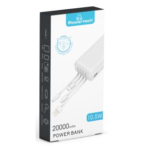 POWERTECH Power Bank PT-1062 20000mAh, 4x Output, 10.5W, λευκό | Αξεσουάρ κινητών | elabstore.gr