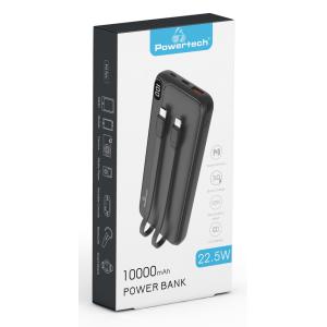 POWERTECH power bank PT-1063 10000mAh, 3x output, PD & QC, 22.5W, μαύρο | Αξεσουάρ κινητών | elabstore.gr
