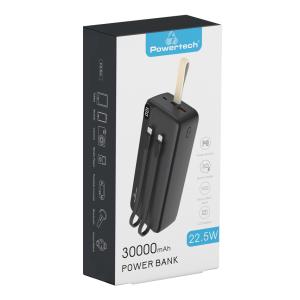POWERTECH power bank PT-1065 30000mAh, 3x output, PD & QC, 22.5W, μαύρο | Αξεσουάρ κινητών | elabstore.gr