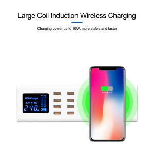 SUNSHINE σταθμός φόρτισης SS-309WD, 8x USB 8A, wireless 10W, λευκός | Αξεσουάρ κινητών | elabstore.gr