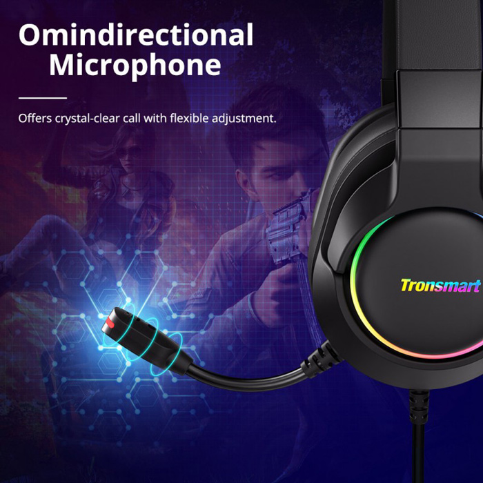 TRONSMART gaming headset Sparkle, USB, multiplatform, 50mm, μαύρο | eLabstore.gr TRONSMART gaming headset Sparkle, USB, multiplatform, 50mm, μαύρο | Συνοδευτικά PC | elabstore.gr