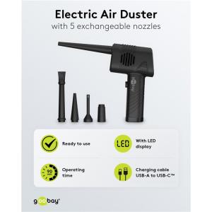 GOOBAY ηλεκτρικό air duster 61667, LED οθόνη, 46.8W, 2000mAh, μαύρο | Εργαλεία | elabstore.gr