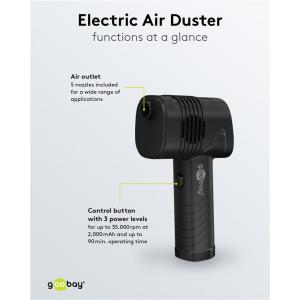 GOOBAY ηλεκτρικό air duster 61667, LED οθόνη, 46.8W, 2000mAh, μαύρο | Εργαλεία | elabstore.gr