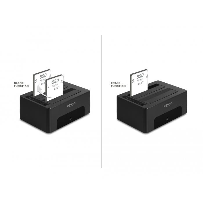 DELOCK docking station 64187, clone/erase function, 2x SSD, 5Gb/s, μαύρο | eLabstore.gr DELOCK docking station 64187, clone/erase function, 2x SSD, 5Gb/s, μαύρο | Συνοδευτικά PC | elabstore.gr