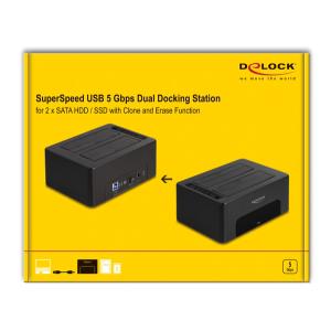 DELOCK docking station 64187, clone/erase function, 2x SSD, 5Gb/s, μαύρο | eLabstore.gr DELOCK docking station 64187, clone/erase function, 2x SSD, 5Gb/s, μαύρο | eLabstore.gr