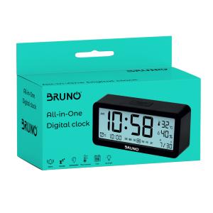 BRUNO ξυπνητήρι BRN-0128 με μέτρηση θερμοκρασίας και υγρασίας, μαύρο | Οικιακός εξοπλισμός | elabstore.gr
