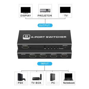 HDMI switch CAB-H149, 4-in σε 1-out, 4K/120Hz, 8K/60Hz, μαύρο | Καλώδια - Αντάπτορες | elabstore.gr