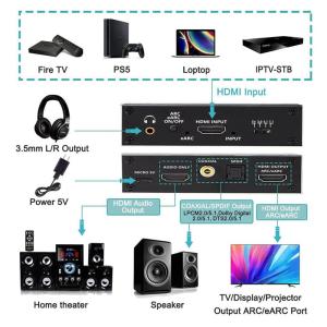 HDMI audio extractor CAB-H151, 7.1 Audio, 4K/60Hz, eARC, μαύρο | Καλώδια - Αντάπτορες | elabstore.gr