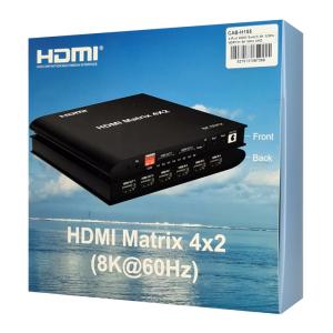 HDMI matrix switch CAB-H155, 4-in σε 2-out, 8K/60Hz, HDR/HDCP, μαύρο | Καλώδια - Αντάπτορες | elabstore.gr