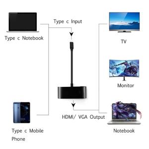 POWERTECH αντάπτορας USB-C σε HDMI/VGA/3.5mm CAB-UC064, 4K/30Hz, μαύρος | Συνοδευτικά PC | elabstore.gr