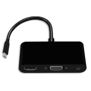 POWERTECH αντάπτορας USB-C σε HDMI/VGA/3.5mm CAB-UC064, 4K/30Hz, μαύρος | Συνοδευτικά PC | elabstore.gr