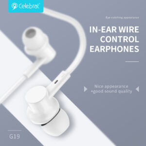CELEBRAT earphones με μικρόφωνο G19, 3.5mm, 1.2m, λευκά | Αξεσουάρ κινητών | elabstore.gr