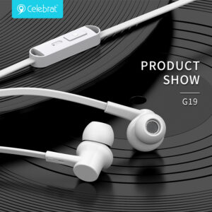 CELEBRAT earphones με μικρόφωνο G19, 3.5mm, 1.2m, λευκά | Αξεσουάρ κινητών | elabstore.gr