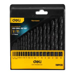 DELI σετ τρυπάνια DH-MHZ019-ED1 για σίδηρο HSS, 1-10mm, DIN 338, 19τμχ | Εργαλεία | elabstore.gr
