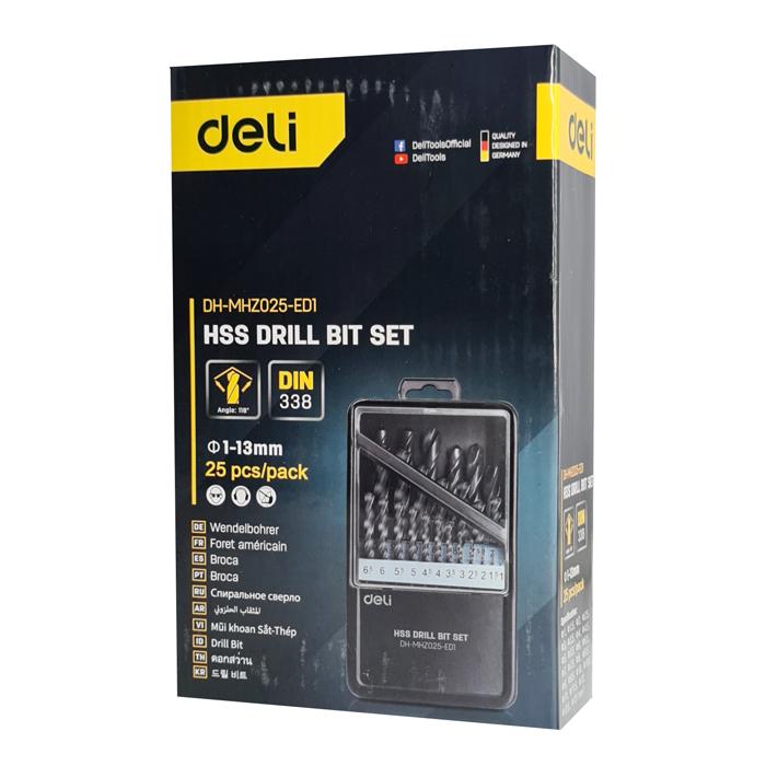 DELI σετ τρυπάνια DH-MHZ025-ED1 για σίδηρο HSS, 1-13mm, DIN 338, 25τμχ | eLabstore.gr DELI σετ τρυπάνια DH-MHZ025-ED1 για σίδηρο HSS, 1-13mm, DIN 338, 25τμχ | Εργαλεία | elabstore.gr