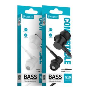 CELEBRAT earphones με μικρόφωνο G19, 3.5mm, 1.2m, μαύρα | eLabstore.gr