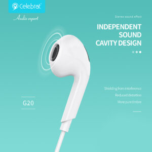CELEBRAT earphones με μικρόφωνο G20, 3.5mm, 1.2m, λευκά | Αξεσουάρ κινητών | elabstore.gr