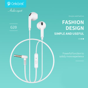 CELEBRAT earphones με μικρόφωνο G20, 3.5mm, 1.2m, λευκά | eLabstore.gr