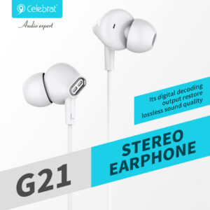 CELEBRAT earphones με μικρόφωνο G21, 3.5mm, 1.2m, μαύρα | Αξεσουάρ κινητών | elabstore.gr