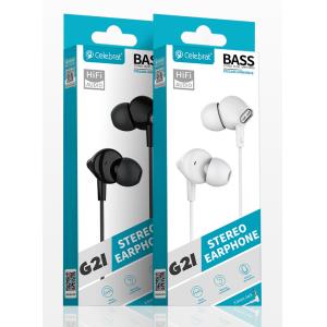 CELEBRAT earphones με μικρόφωνο G21, 3.5mm, 1.2m, λευκά | Αξεσουάρ κινητών | elabstore.gr