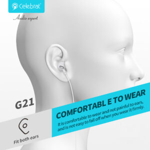 CELEBRAT earphones με μικρόφωνο G21, 3.5mm, 1.2m, λευκά | eLabstore.gr