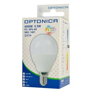 OPTONICA LED λάμπα G45 1401, 5.5W, 6000K, E14, 450lm | Φωτισμός | elabstore.gr