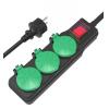 POWERTECH πολύπριζο PT-1070, 3x schuko, IP44, 16A, 1.5m, μαύρο | Τροφοδοσία Ρεύματος | elabstore.gr