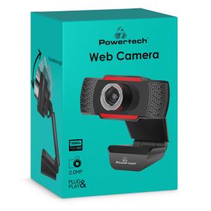 POWERTECH web camera PT-1078, 2.0MP Full HD, Plug & Play, 1.35m, μαύρη | Συνοδευτικά PC | elabstore.gr