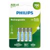PHILIPS επαναφορτιζόμενη μπαταρία R03B4A70, 700mAh, AAA HR03 Micro, 4τμχ | Μπαταρίες | elabstore.gr