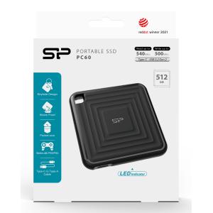 SILICON POWER εξωτερικός SSD PC60, 512GB, USB 3.2, 540-500MB/s, μαύρος | PC & Αναβάθμιση | elabstore.gr