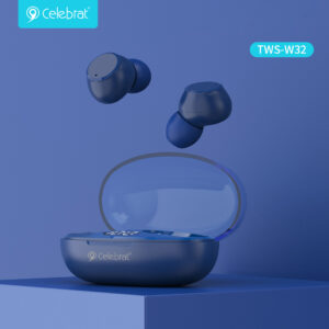 CELEBRAT earphones με θήκη φόρτισης TWS-W32, True Wireless, μπλε | Αξεσουάρ κινητών | elabstore.gr