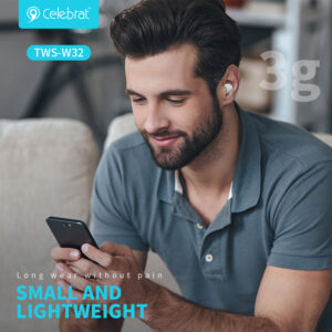 CELEBRAT earphones με θήκη φόρτισης TWS-W32, True Wireless, λευκά | Αξεσουάρ κινητών | elabstore.gr