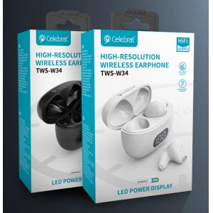 CELEBRAT earphones με θήκη φόρτισης TWS-W34, True Wireless, λευκά | eLabstore.gr CELEBRAT earphones με θήκη φόρτισης TWS-W34, True Wireless, λευκά | eLabstore.gr