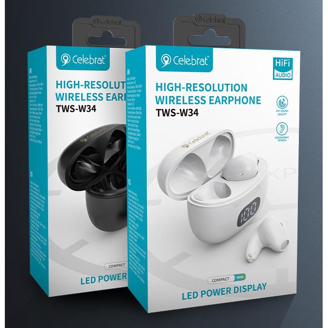 CELEBRAT earphones με θήκη φόρτισης TWS-W34, True Wireless, λευκά | eLabstore.gr CELEBRAT earphones με θήκη φόρτισης TWS-W34, True Wireless, λευκά - Image 6