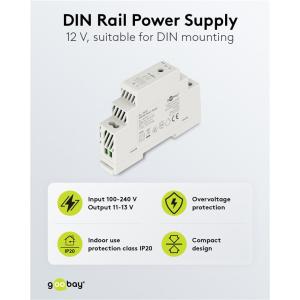GOOBAY τροφοδοτικό 59573 για DIN rail, 12V/1.25A, 15W, IP20 | Εργαλεία | elabstore.gr