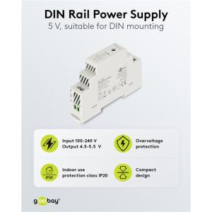 GOOBAY τροφοδοτικό 59574 για DIN rail, 5V/2.4A, 12W, IP20 | Εργαλεία | elabstore.gr