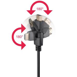 GOOBAY καλώδιο HDMI 61283 Ethernet, 360° βύσμα, 4K 18Gbit/s, 1.5m, μαύρο | Καλώδια - Αντάπτορες | elabstore.gr