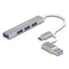 DELOCK USB hub 64214, 4x USB θύρες, USB & USB-C σύνδεση, γκρι | Συνοδευτικά PC | elabstore.gr