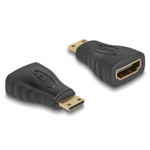 DELOCK αντάπτορας HDMI σε HDMI mini 65244, gold plated, μαύρος | Καλώδια - Αντάπτορες | elabstore.gr