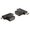 DELOCK αντάπτορας HDMI σε HDMI mini & micro 65446, gold plated, μαύρος | Καλώδια - Αντάπτορες | elabstore.gr