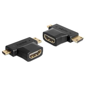 DELOCK αντάπτορας HDMI σε HDMI mini & micro 65446, gold plated, μαύρος | Καλώδια - Αντάπτορες | elabstore.gr