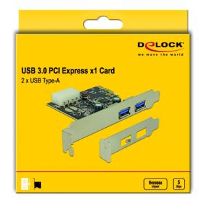 DELOCK κάρτα επέκτασης PCI x1 σε 2x USB 89243, 5Gbps | PC & Αναβάθμιση | elabstore.gr
