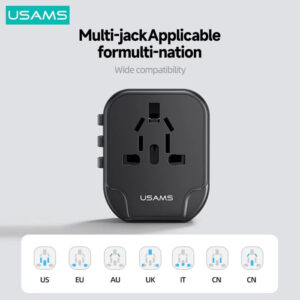 USAMS φορτιστής/αντάπτορας πρίζας US-CC173 2x USB, universal, 12W, μαύρο | Αξεσουάρ κινητών | elabstore.gr