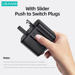USAMS φορτιστής/αντάπτορας πρίζας US-CC173 2x USB, universal, 12W, μαύρο | Αξεσουάρ κινητών | elabstore.gr
