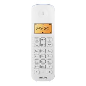 PHILIPS ασύρματο τηλέφωνο D1601S-34, με ελληνικό μενού, λευκό-μπλε | Τηλεφωνία | elabstore.gr