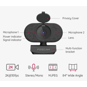 FOSCAM web κάμερα W41, USB, 4MP, 2K, μικρόφωνο, 84° γωνία θέασης, μαύρη | Συνοδευτικά PC | elabstore.gr