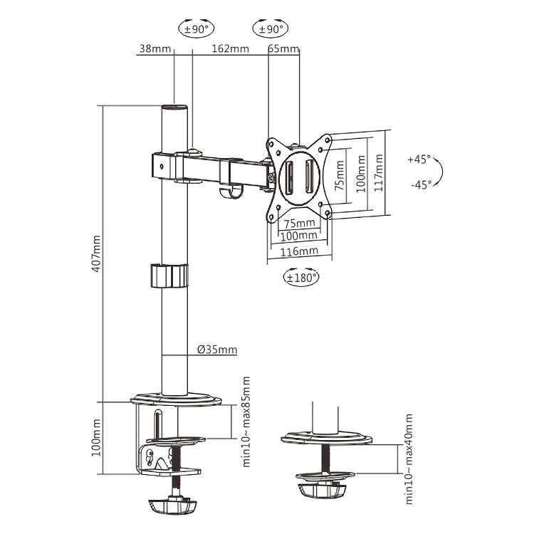 BRATECK βάση γραφείου LDT66-C011 για οθόνη 17"-32", έως 9kg | eLabstore.gr BRATECK βάση γραφείου LDT66-C011 για οθόνη 17"-32", έως 9kg | Εικόνα & Ήχος | elabstore.gr