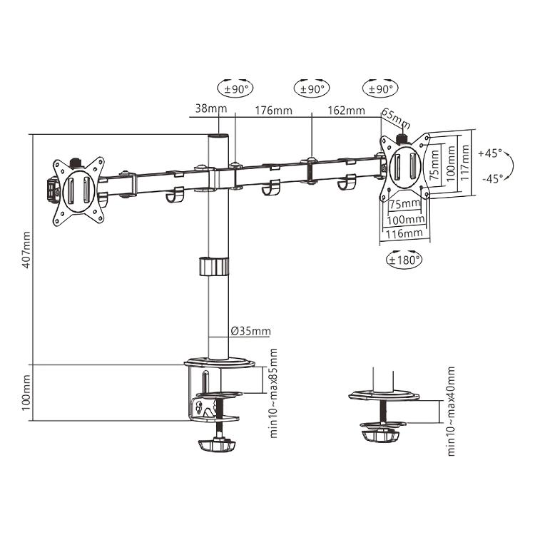BRATECK βάση γραφείου LDT66-C024 για 2 οθόνες 17"-32", έως 9kg ανά οθόνη | eLabstore.gr BRATECK βάση γραφείου LDT66-C024 για 2 οθόνες 17"-32", έως 9kg ανά οθόνη | Εικόνα & Ήχος | elabstore.gr