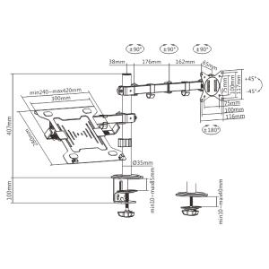 BRATECK βάση γραφείου LDT66-C024ML για οθόνη 13"-32" & laptop, έως 9kg | eLabstore.gr